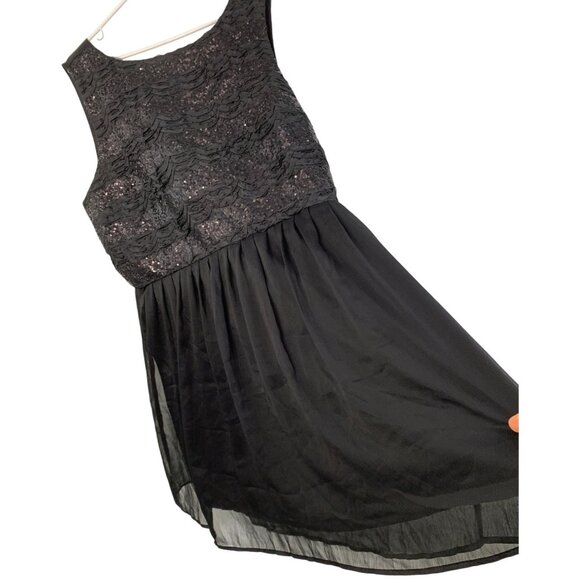 BB Dakota Womens Black Sequin Lace Dress Size 18 2X Junior Plus SL 7623 Chiffon - Picture 1 of 11